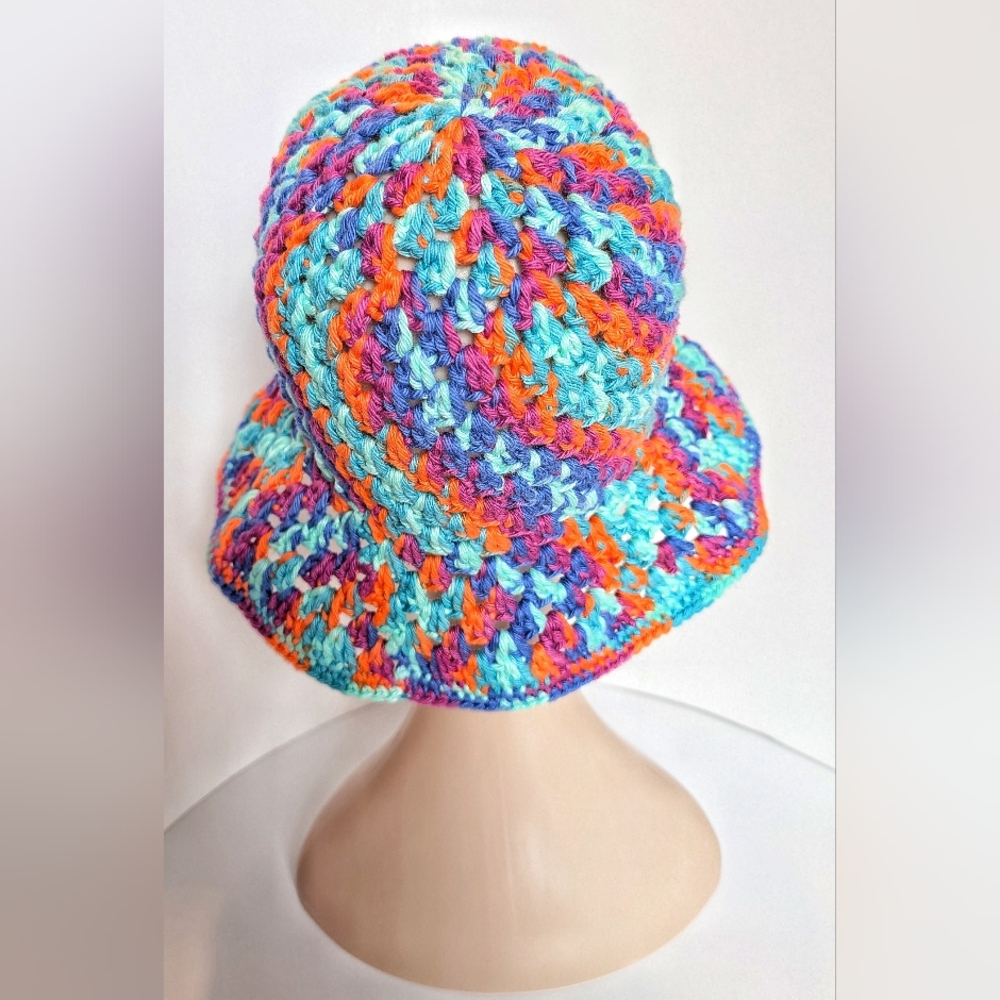NEW, Crochet sunny bucket hat, 100% cotton, handmade - Picture 4 of 6